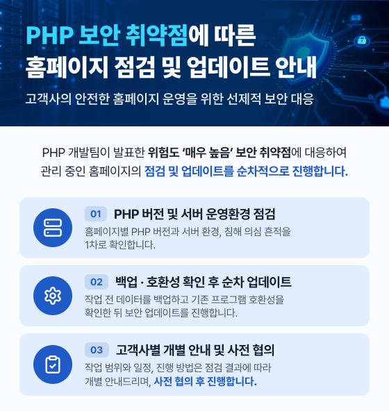 PHP 보안 취약점에 따른 홈페이지 점검 및 업데이트 안내